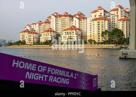 La belle Costa Rhu d'habitation en copropriété avec vue sur Marina Bay prises au cours de la Grand Prix de Singapour République de Singapour Asie Banque D'Images