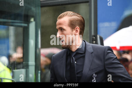 Harry Kane de Spurs arrive pour le match de la Premier League entre Brighton et Hotenham Albion et Tottenham Hotspur au stade de la communauté American Express, Brighton, 22 sept. 2018 - usage éditorial uniquement. Pas de merchandising. Pour les images de football, les restrictions FA et Premier League s'appliquent inc. Aucune utilisation Internet/mobile sans licence FAPL - pour plus de détails, contactez football Dataco Banque D'Images