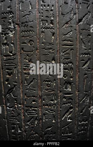 L'art égyptien Sarcophage de Thut-nakht. C. 200 av. de l'Égypte ptolémaïque. Détail. L'écriture hiéroglyphique. Carlsberg Glyptotek Museum. Copenhague. Le Danemark.. Banque D'Images