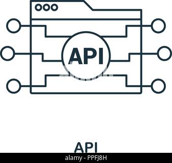 Icône Description de l'API. Design développement web Premium de collection. UX et l'interface utilisateur. L'API. L'icône parfaite des pixels Pour la conception web, applications, logiciels, l'utilisation d'impression. Illustration de Vecteur