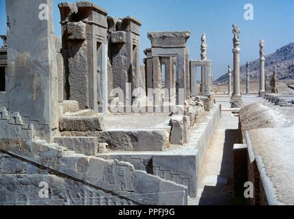 Persepolis. Tachara (Palais d'hiver) ou le palais de Darius. Au sud-ouest de l'Apadana. Ère de Dario I (522-486 avant J.-C.). Style achéménide. La province du Fars, en Iran. Banque D'Images