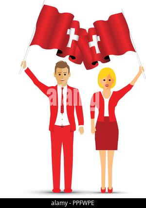 Brandir le drapeau suisse Illustration de Vecteur