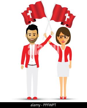 Brandir le drapeau suisse Illustration de Vecteur