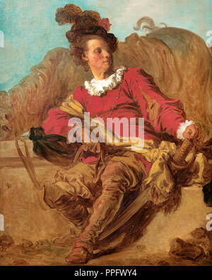 Jean-Honore Fragonard, Jean-Claude Richard, Abbé de Saint-Non, vêtu d'un "l'Espagnole". Circa 1769. Huile sur toile. Museu Nacional d'Art de Catalunya, Banque D'Images