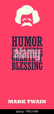 "L'humour est la plus grande bénédiction'. Citation de motivation spirituelle de Mark Twain. Illustration de Vecteur