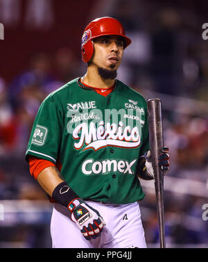 Sebastian Elizalde. Les actions de la série des Caraïbes d'un match de baseball avec le match de Tomateros de Culiacán de Mexico contre les Criollos de Caguas de Banque D'Images
