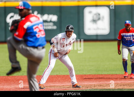 David Richardson pitcher inicial de Puerto Rico. . Partido de beisbol de la Serie del Caribe con el Encuentro entre Caribes de Anzoátegui (de Venezuela Banque D'Images