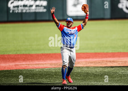 David Richardson pitcher inicial de Puerto Rico. . Partido de beisbol de la Serie del Caribe con el Encuentro entre Caribes de Anzoátegui (de Venezuela Banque D'Images