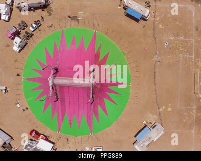 Vista Aérea de la Carpa de Circo Atayde ,en los campos de futbol Lanix en Hermosillo, Sonora, Mexique . Photo : (NortePhoto LuisGutierrez / clé ...) Banque D'Images
