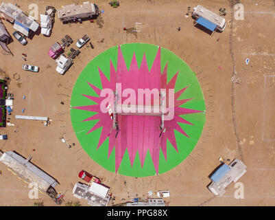 Vista Aérea de la Carpa de Circo Atayde ,en los campos de futbol Lanix en Hermosillo, Sonora, Mexique . Photo : (NortePhoto LuisGutierrez / clé ...) Banque D'Images