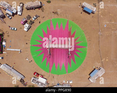 Vista Aérea de la Carpa de Circo Atayde ,en los campos de futbol Lanix en Hermosillo, Sonora, Mexique . Photo : (NortePhoto LuisGutierrez / clé ...) Banque D'Images