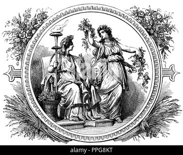 Déméter, déesse de la fertilité de la terre, de la récolte, les semences et les saisons, et Chloris, déesse de l'épanouissement de la nature, anonym 1867 Banque D'Images