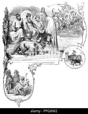 Pluton, dieu des enfers et le royaume des morts, et Perséphone, déesse de la fertilité et déesse des enfers, chapitre vignette, anonym 1867 Banque D'Images