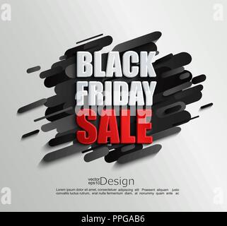 Vente bannière pour vendredi noir sur fond noir dynamique. Modèle parfait pour flyers, cartes, affiches, web, publicité, promotions, Blogs et médias sociaux, le marketing. Vector illustration. Illustration de Vecteur