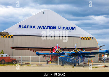 Exteriorr vues de l'Alaska Aviation Museum situé sur le lac des Bois à Anchorage Alaska Banque D'Images