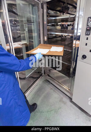 Agent de laboratoire judiciaire papier poreux pour l'examen des empreintes latentes à l'aide de la ninhydrine chimiques dans le cadre de l'examen séquentiel Banque D'Images