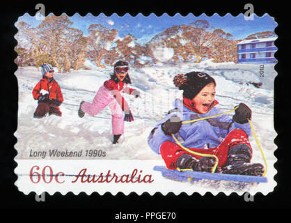L'AUSTRALIE - circa 2010 : timbre imprimé en Australie montre long week-end des années 90, vers 2010 Banque D'Images