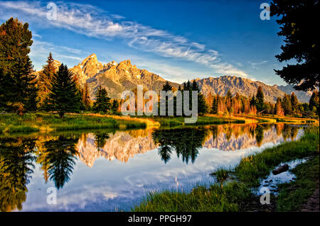 Tôt le matin dans la Tetons juste après le lever du soleil Banque D'Images