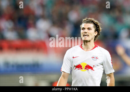 Leipzig, Saxe. Sep 20, 2018. Football : Ligue Europa, Groupe étape, Journée 1 : RB Leipzig - RB Salzbourg. Joueur Marcel Sabitzer Leipzig réagit. Crédit : Jan Woitas/dpa-Zentralbild/dpa/Alamy Live News Banque D'Images