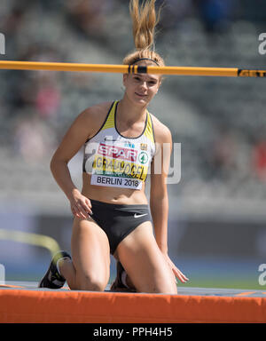 Berlin, Deutschland. 09Th Aug 2018. Louisa GRAUVOGEL (GER) action, heptathlon saut en hauteur, le 09.08.2018 Championnats d'Europe d'athlétisme 2018 à Berlin/Allemagne à partir de 06.08. - 12.08.2018. Utilisation dans le monde entier | Credit : dpa/Alamy Live News Banque D'Images