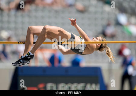 Berlin, Deutschland. 09Th Aug 2018. Louisa GRAUVOGEL (GER) action, heptathlon saut en hauteur, le 09.08.2018 Championnats d'Europe d'athlétisme 2018 à Berlin/Allemagne à partir de 06.08. - 12.08.2018. Utilisation dans le monde entier | Credit : dpa/Alamy Live News Banque D'Images