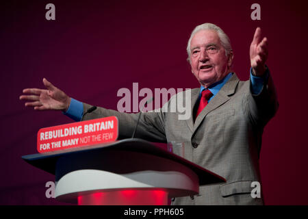 Liverpool, Royaume-Uni. 26 septembre 2018. Dennis Skinner, du travail MP pour Carlisle parle lors de la conférence du parti travailliste à Liverpool. © Russell Hart/Alamy Live News. Banque D'Images