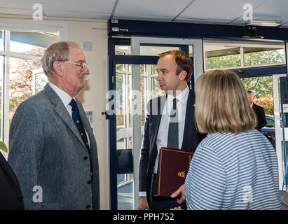 Budleigh, Angleterre. 25 septembre 2018. Secrétaire d'État à la santé Matt Hancock visite le moyeu de localisation. Crédit : Peter Bowler/Alamy Live News. Banque D'Images