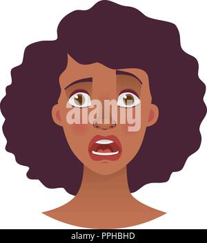 Visage de femme africaine. Émotions d'african american woman face. L'expression faciale vector illustration Illustration de Vecteur