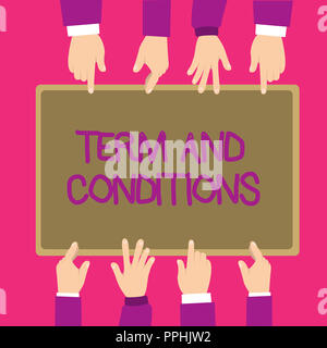 Texte visible et à long terme. Les politiques et règles photo conceptuelle où l'on doit accepter de se conformer. Banque D'Images