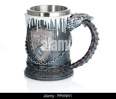 L'hiver approche officielle Chambre Stark tankard à partir de la série Game of Thrones Banque D'Images