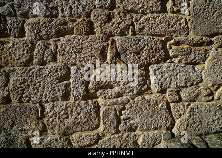 Pierre de granit martelé bush mur de maçonnerie de la Galice, Espagne Banque D'Images