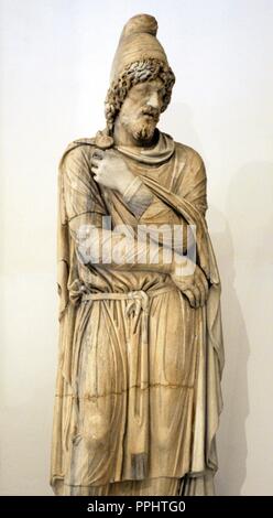 Prisonnier des barbares. En Preconnesian. 2ème- 3ème siècle ap. Copie. Arhaeological National Museum. Naples. L'Italie. Banque D'Images