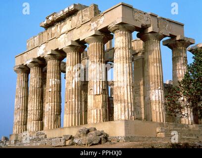 Magna Grecia. Selinunte. Ancienne ville grecque. De l'Acropole. E Temple ou temple d'Héra. 6ème siècle avant JC. La Sicile. L'Italie. Banque D'Images