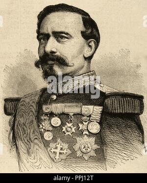 Charles Denis Bourbaki (1816-1897). Militaire français. L'illustration espagnole et américaine, 1870. Banque D'Images