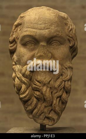 Socrate (469-399 avant J.-C.). Philosophe grec. La tête. Copie romaine d'un original de 320 BC. Glyptothèque Musée. Munich. L'Allemagne. Banque D'Images