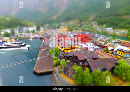 Un port miniature de Flaam et la gare Banque D'Images