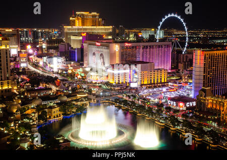 Fontaines du Bellagio Las Vegas High Roller Linq & Banque D'Images