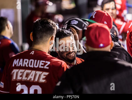 Alfredo Amezaga se despide del beisbol con su ultimo turno al bat durance la Serie del Caribe . Jeu de base-ball de la série des Caraïbes, avec le match Banque D'Images