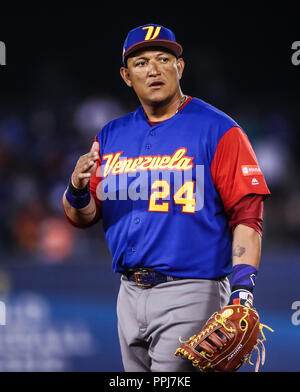 Miguel Cabrera de Venezuela, durante el partido entre Puerto Rico contra Venezuela, World Baseball Classic en estadio Charros de Zapopan, Jalisco en Banque D'Images