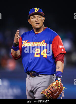 Miguel Cabrera de Venezuela, durante el partido entre Puerto Rico contra Venezuela, World Baseball Classic en estadio Charros de Zapopan, Jalisco en Banque D'Images