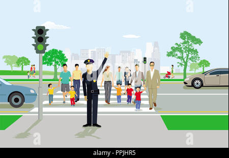 Les transports en commun avec les piétons Banque D'Images