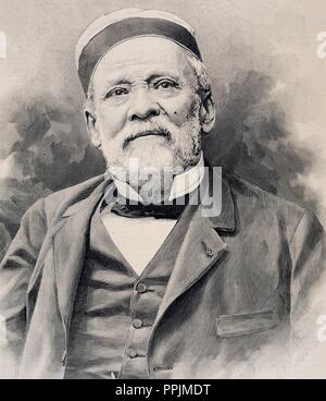 Louis Pasteur (1822-1895), biologiste français, microbiologiste et chimiste. Gravure portrait. Banque D'Images