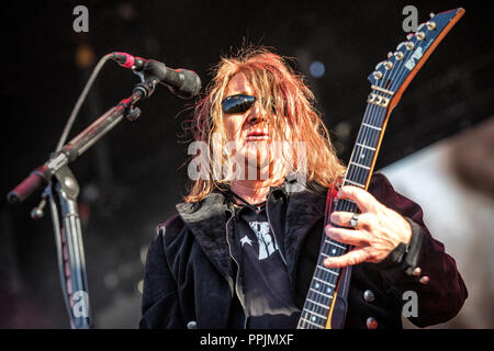 La Suède, Solvesborg - 07 juin, 2018. Le régime allemand metal Helloween effectue un concert live au cours de la fête de la musique suédoise Sweden Rock Festival 2018. (Photo crédit : Gonzales Photo - Terje Dokken). Banque D'Images