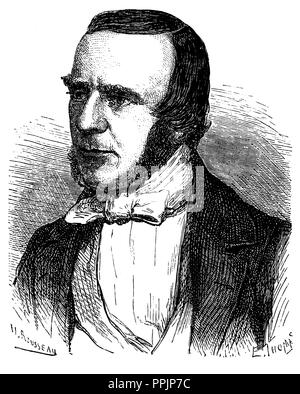 John Watkins Brett (1805-1863), anglais ingénieur télégraphique sous-marin. Gravure, 1873. Banque D'Images