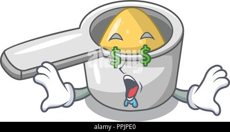 L'argent oeil cartoon medical cuillère de mesure sur la pharmacie Illustration de Vecteur