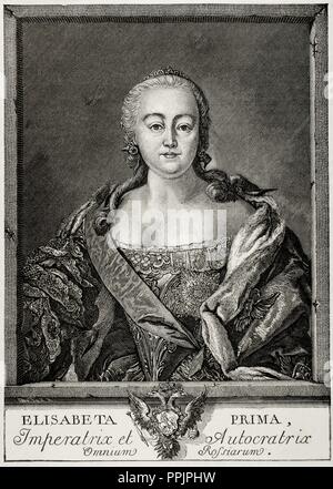 Elizabeth de Russie (1709-1762). L'impératrice de Russie. Copie de la gravure de E. Chemesov, 1761. Banque D'Images