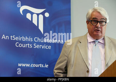 Juge en chef de la Justice de l'Irlande Frank Clarke fera sa déclaration de la nouvelle année judiciaire au centre de Cours de Justice de Dublin. Banque D'Images