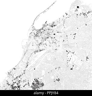 Plan de Luanda, la vue satellite, carte en noir et blanc. Annuaire de la rue et plan de la ville. L'Angola. Afrique du Sud Illustration de Vecteur