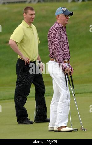 Allstar Golf, Celtic Manor, Newport, 2005. DJ Chris Evans. Banque D'Images