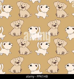 Vector cartoon seamless pattern avec drôle de chats et chiens, Cute Version historique pour textile enfantin. Illustration de Vecteur